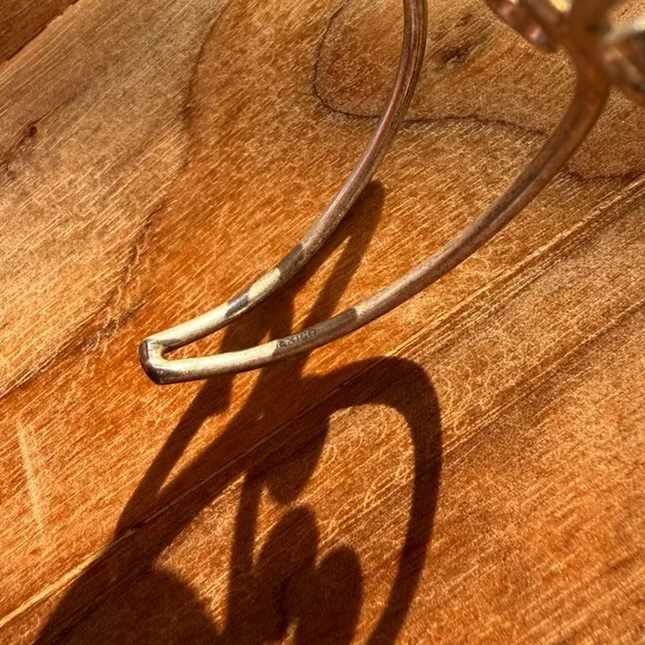 Vintage 90s Mexico Stamped Silver Tone Cuff Bracelets Set Star Oval Ball Design - Picture 7 of 8